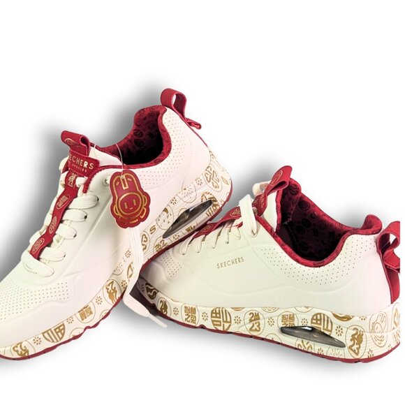 Skechers Men’s Uno Year of Rabbit 2023 LE Sneakers Sz 8 White Red Gold Lunar - Picture 1 of 6